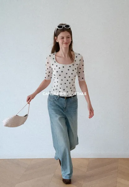 High Waist Wide Leg Straight Fit Jeans