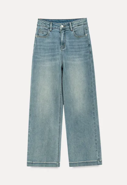 High Waist Wide Leg Straight Fit Jeans
