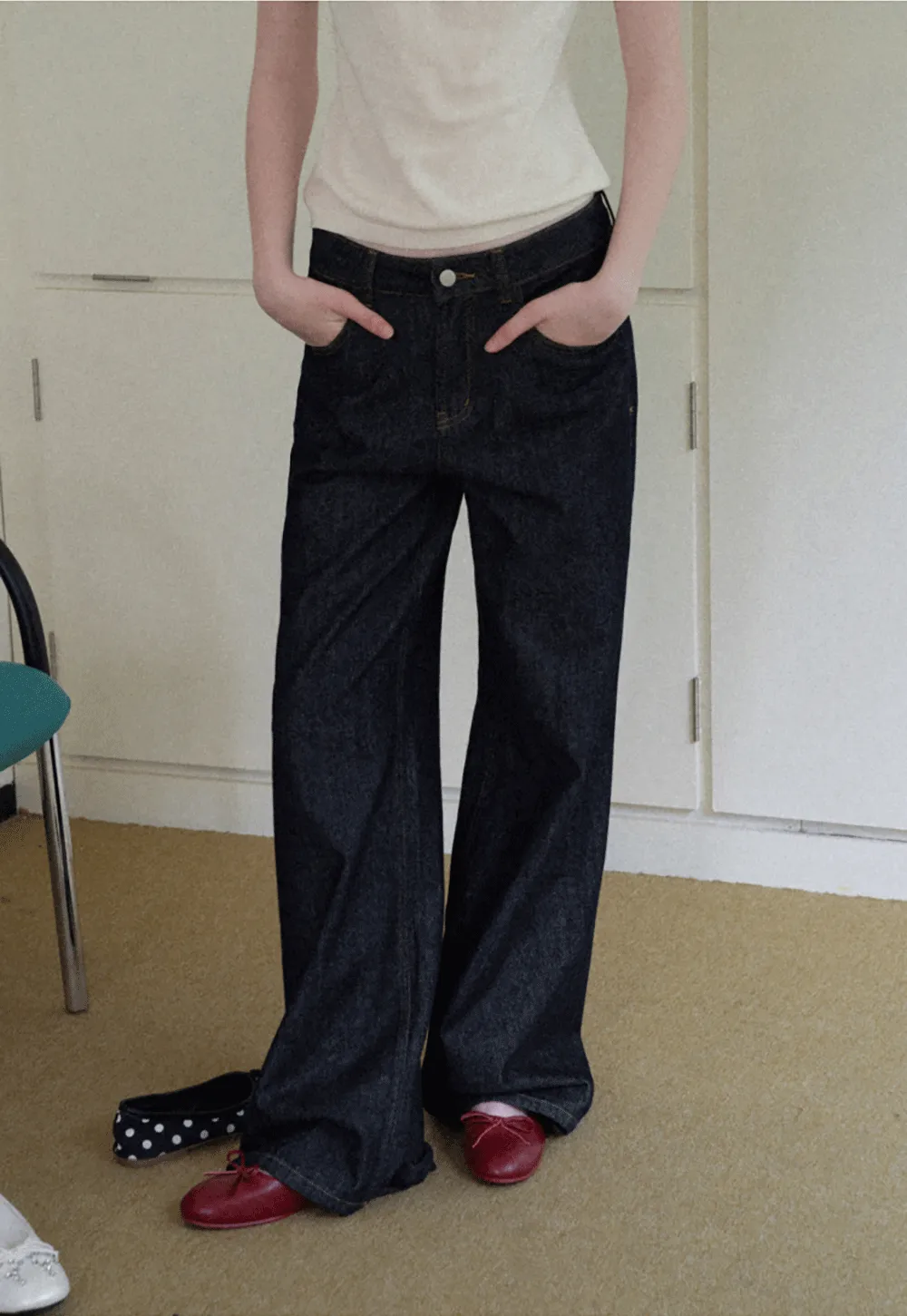 High Waist Wide Leg Denim Jeans