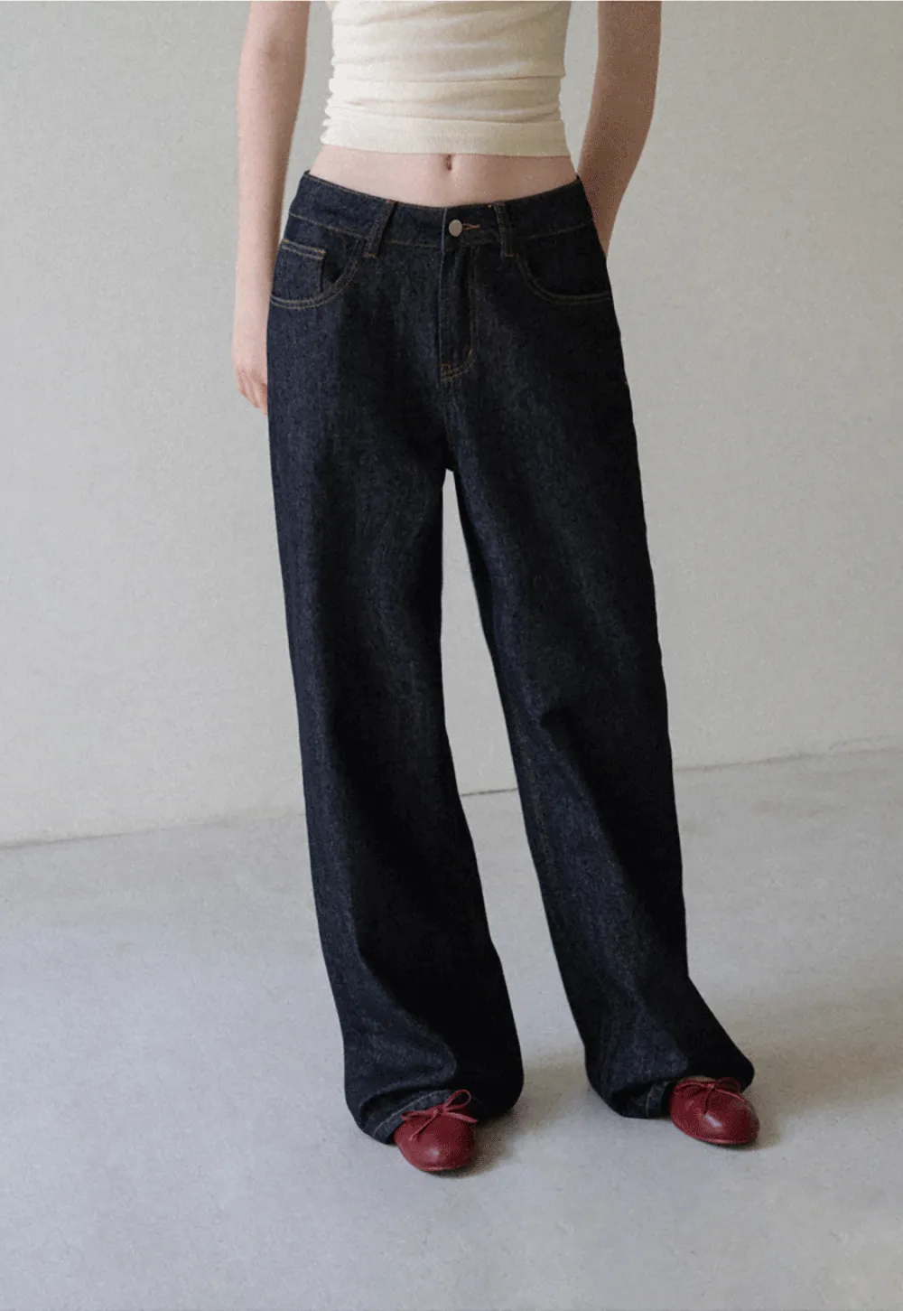 High Waist Wide Leg Denim Jeans
