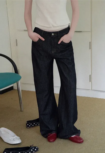 High Waist Wide Leg Denim Jeans