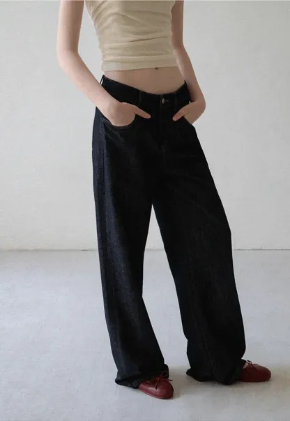 High Waist Wide Leg Denim Jeans