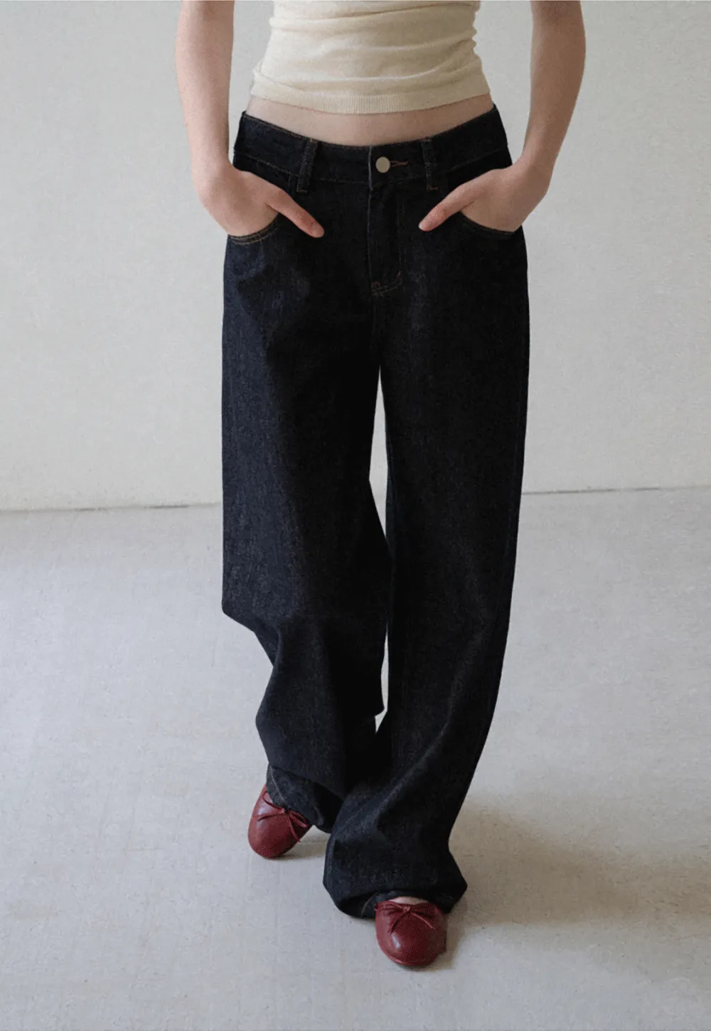 High Waist Wide Leg Denim Jeans