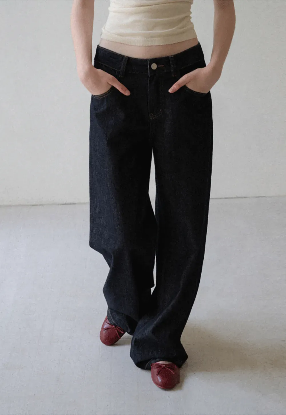 High Waist Wide Leg Denim Jeans