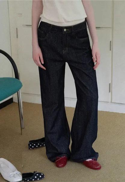 High Waist Wide Leg Denim Jeans