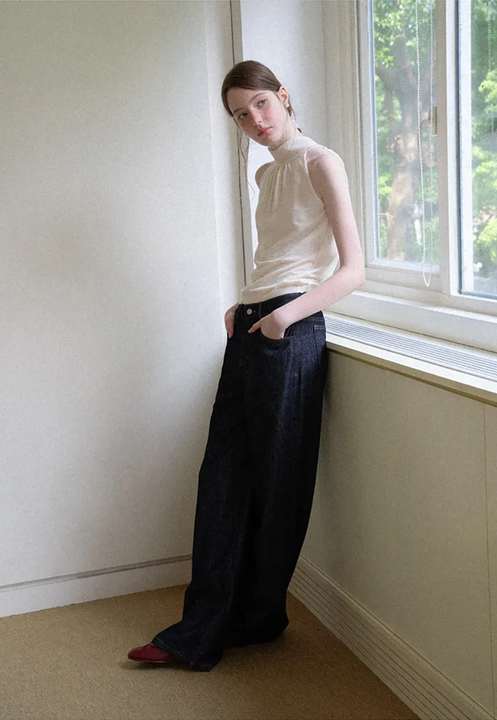 High Waist Wide Leg Denim Jeans