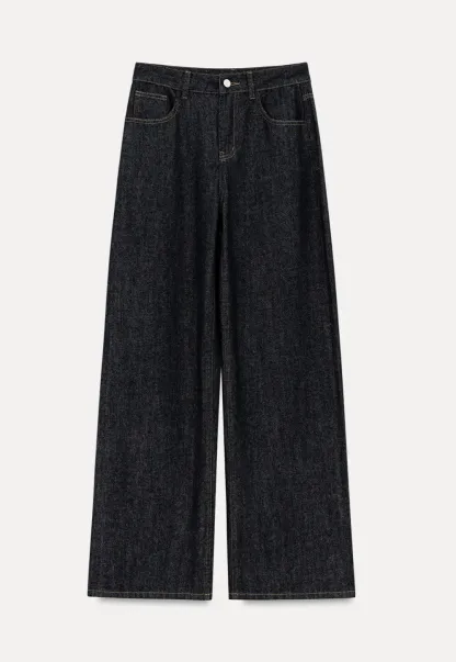 High Waist Wide Leg Denim Jeans