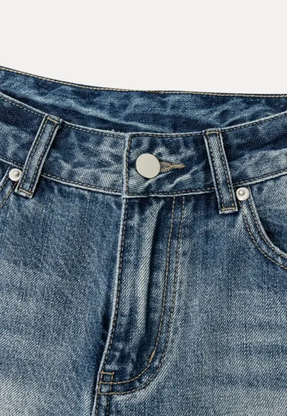 High Waist Distressed Denim Shorts
