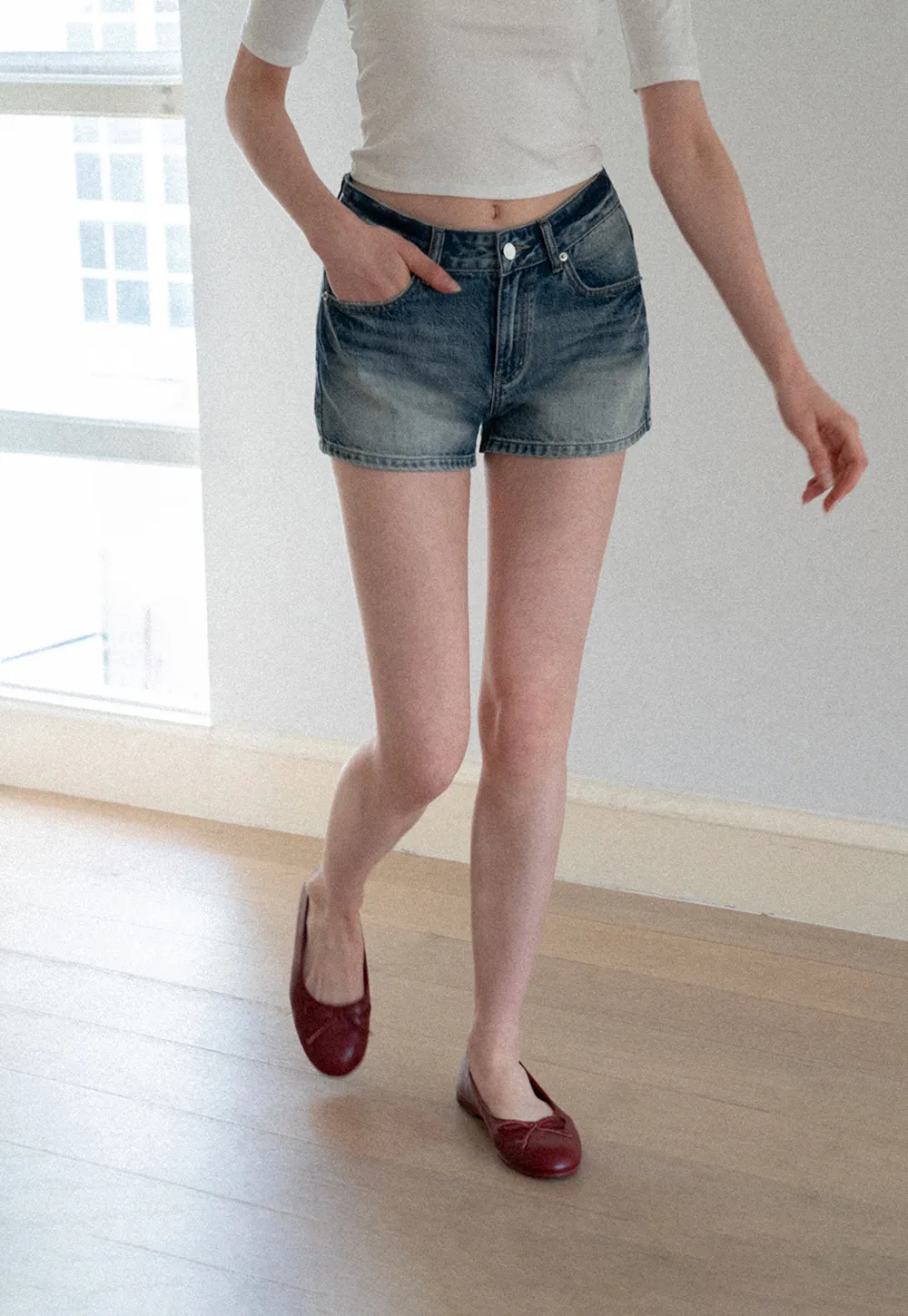 High Waist Distressed Denim Shorts