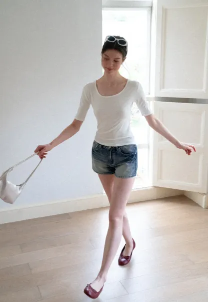 High Waist Distressed Denim Shorts
