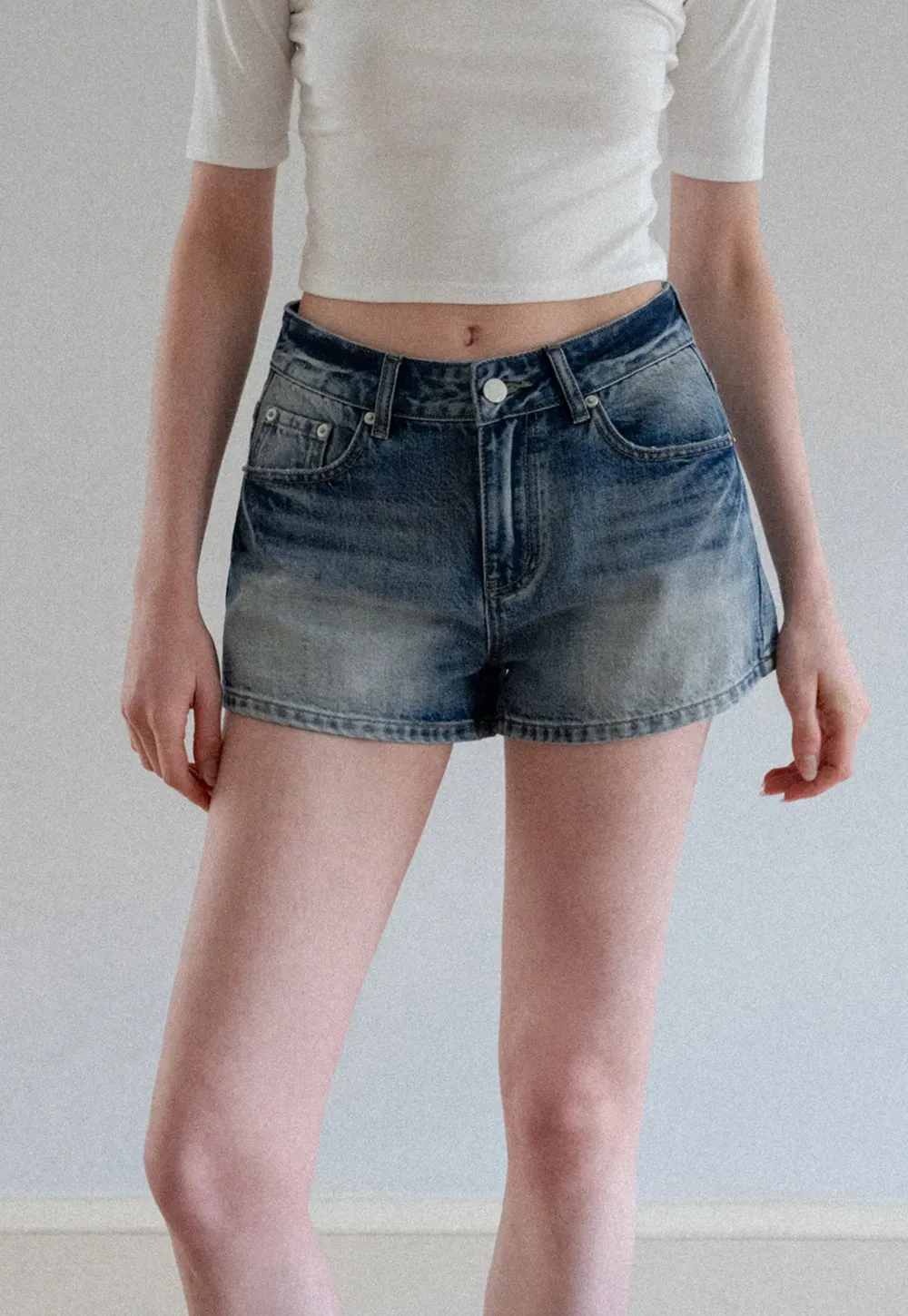 High Waist Distressed Denim Shorts