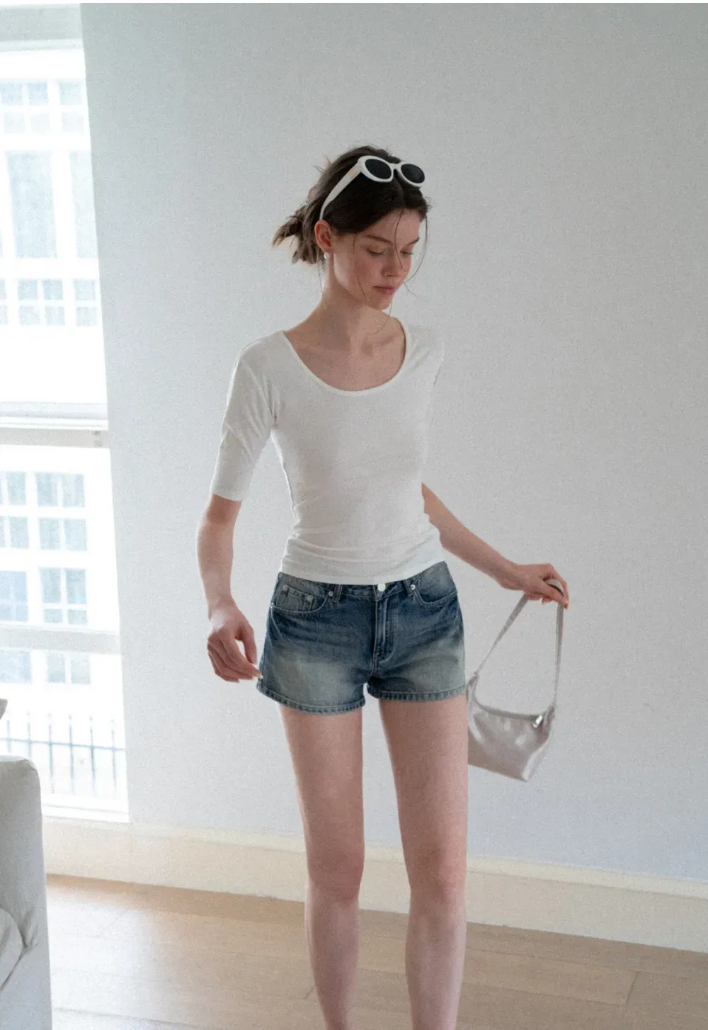 High Waist Distressed Denim Shorts