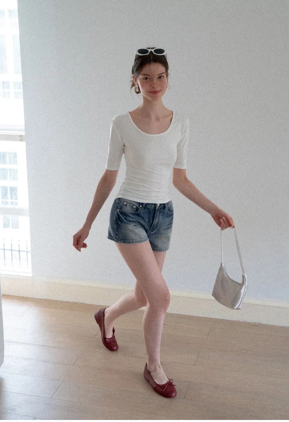 High Waist Distressed Denim Shorts