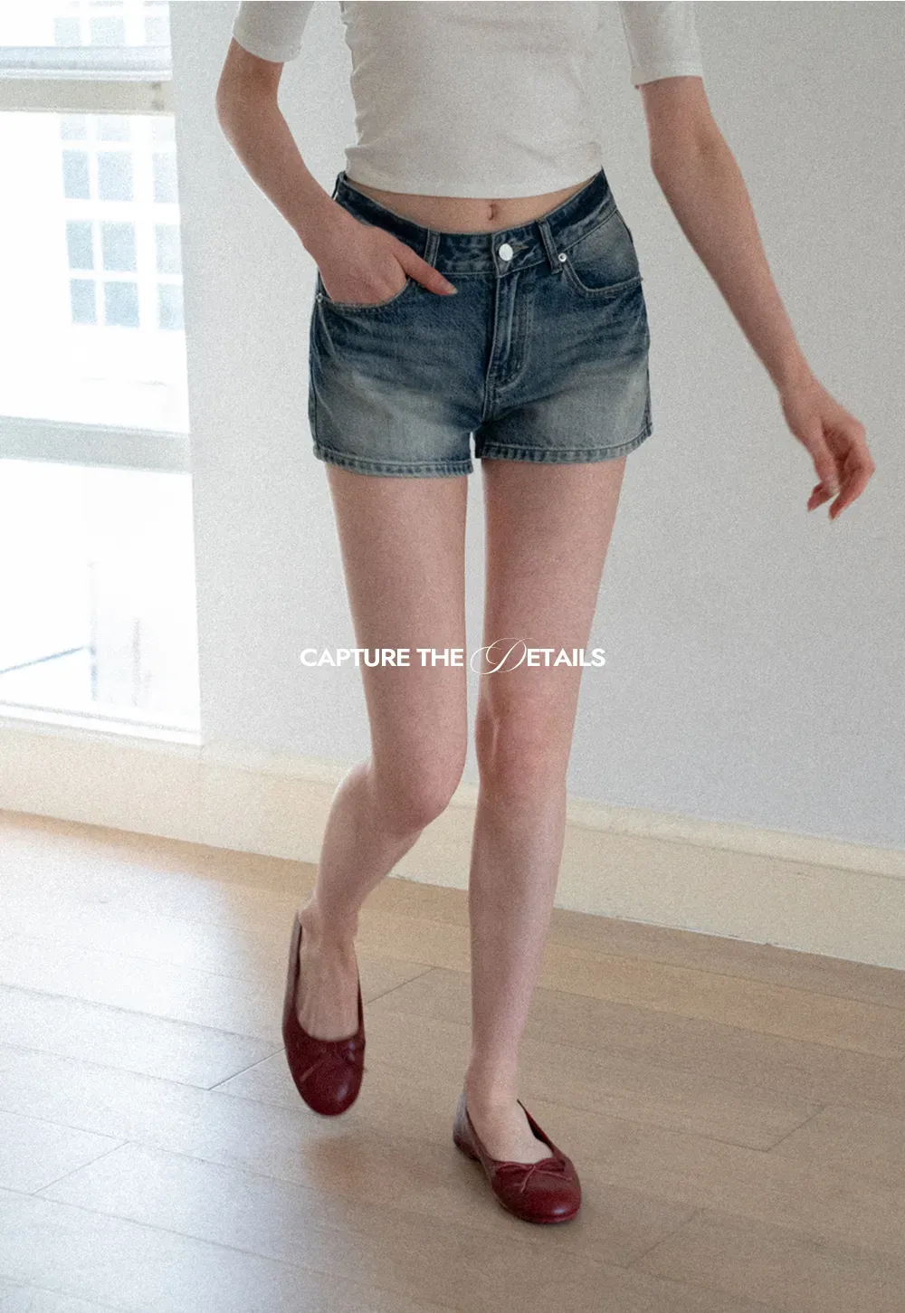 High Waist Distressed Denim Shorts