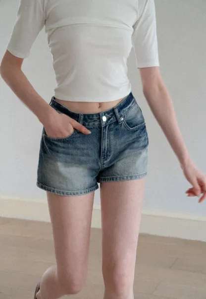 High Waist Distressed Denim Shorts