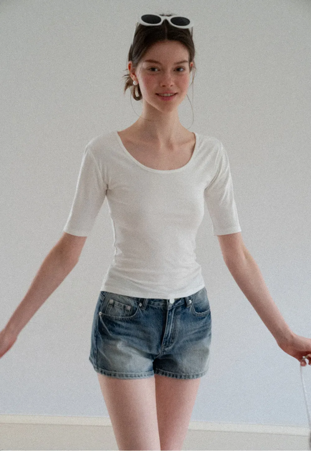 High Waist Distressed Denim Shorts