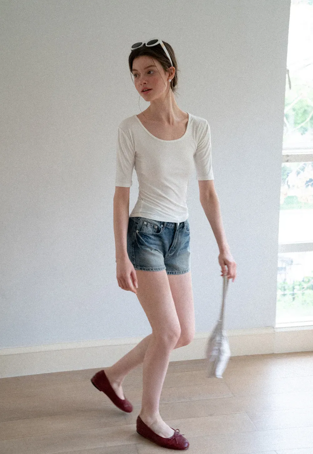 High Waist Distressed Denim Shorts