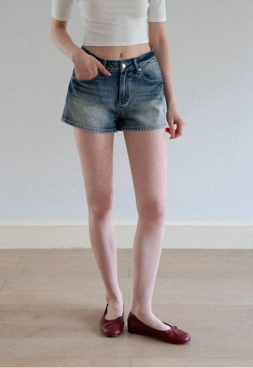 High Waist Distressed Denim Shorts
