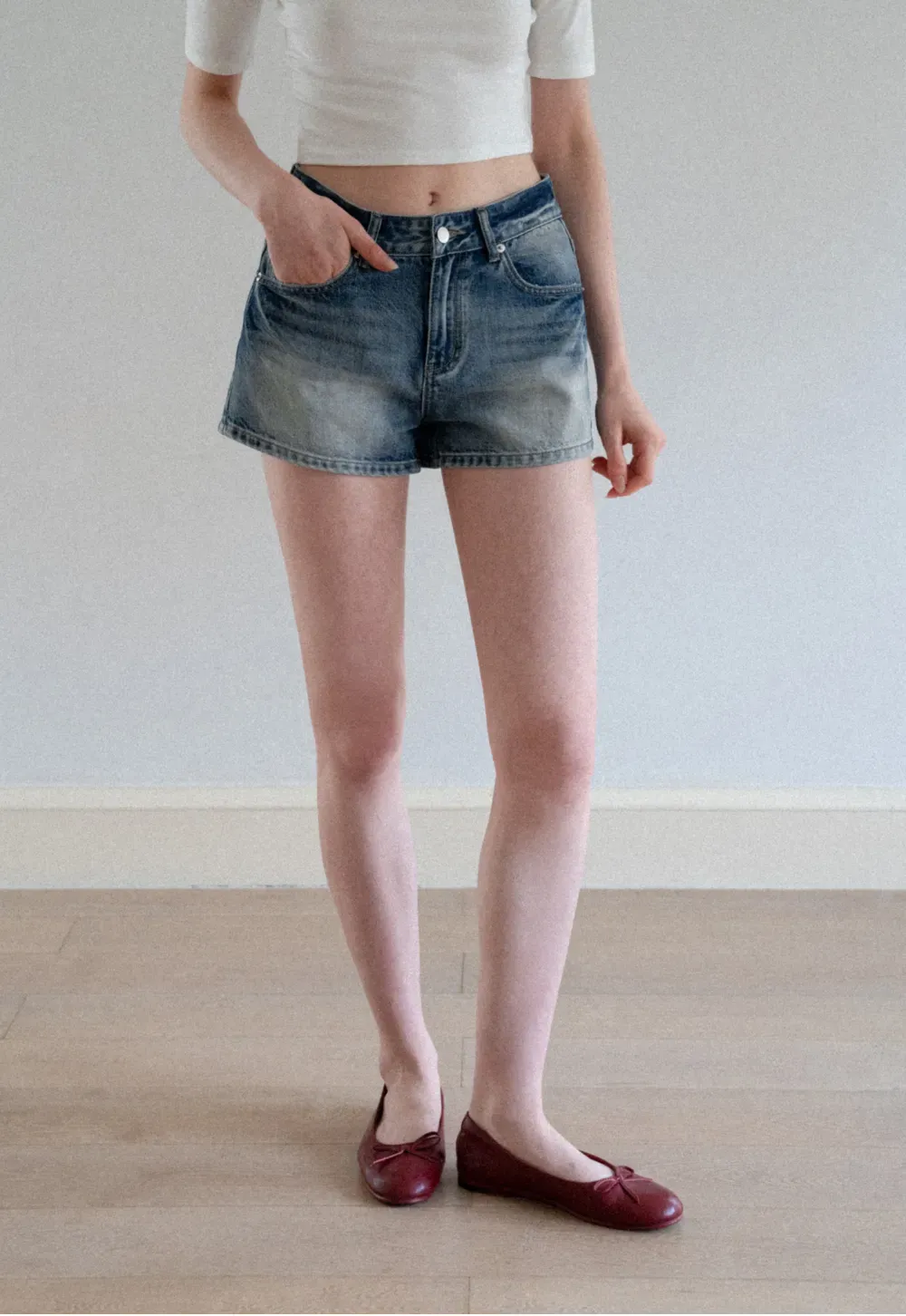 High Waist Distressed Denim Shorts