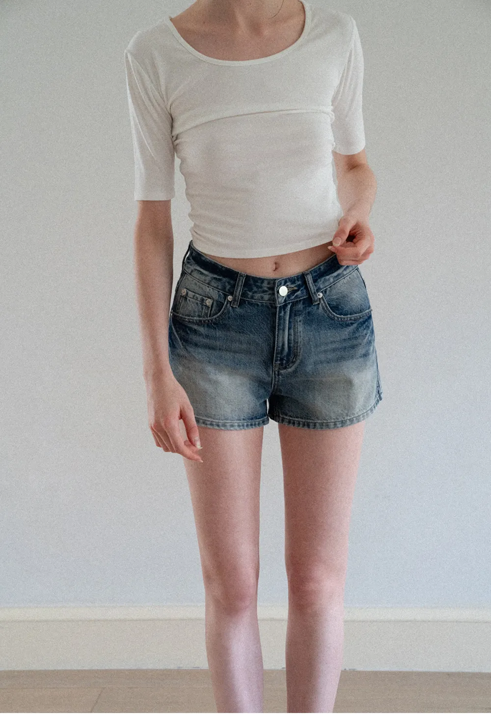High Waist Distressed Denim Shorts