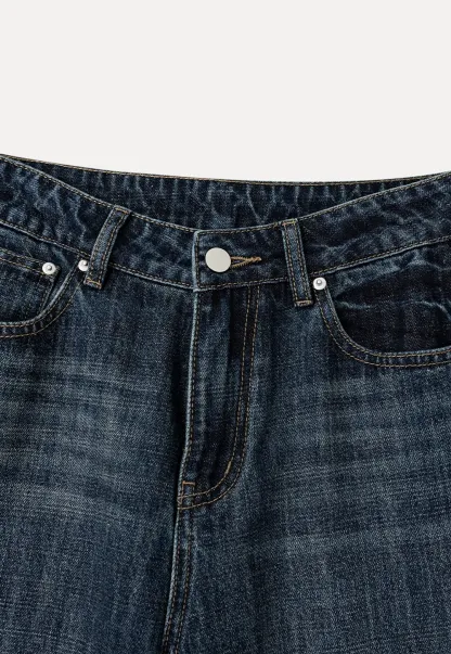 Wide Leg High Waist Straight Cut Jeans