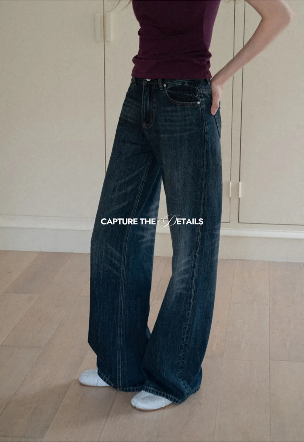 Wide Leg High Waist Straight Cut Jeans