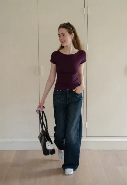 Wide Leg High Waist Straight Cut Jeans