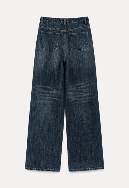Wide Leg High Waist Straight Cut Jeans