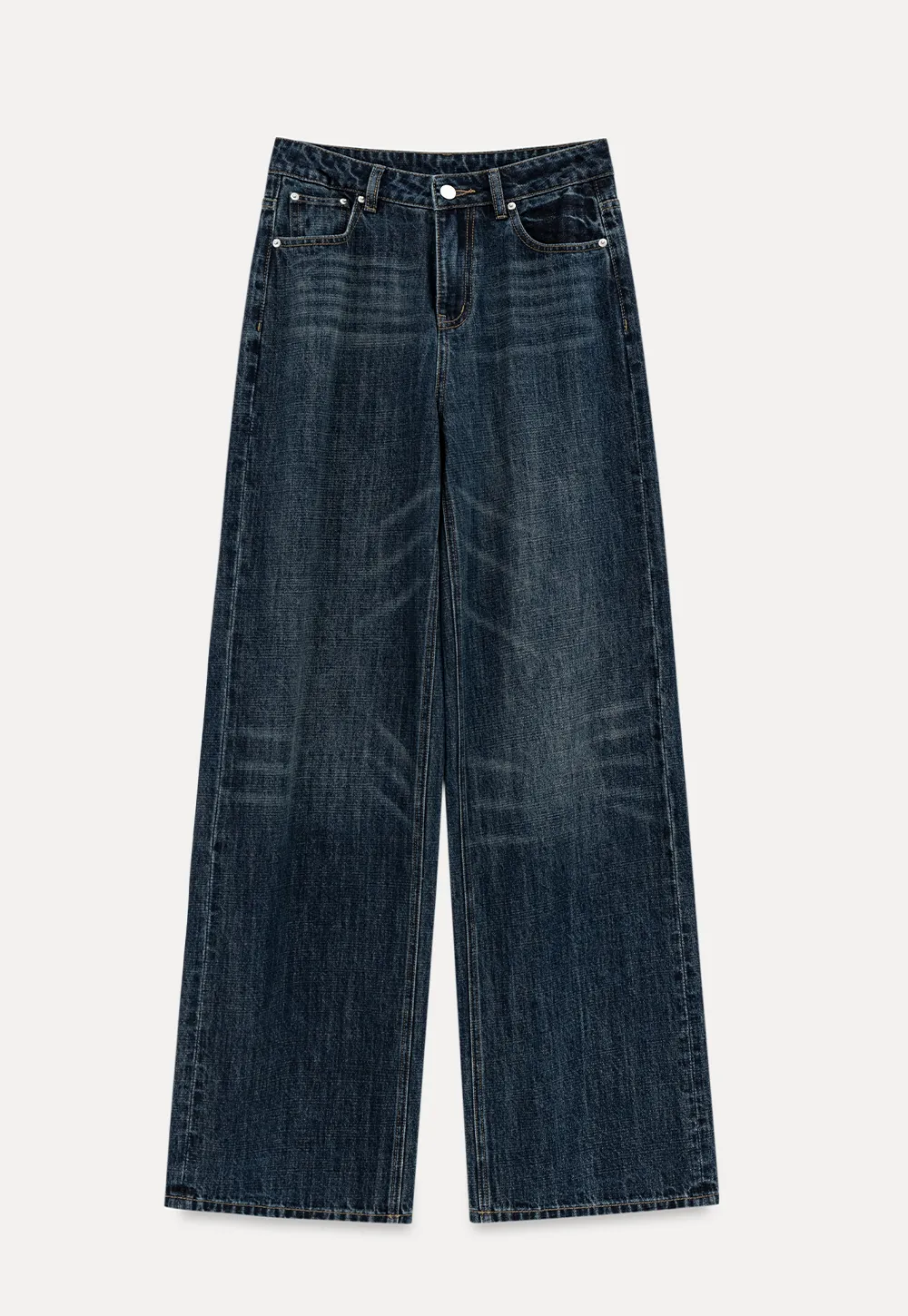Wide Leg High Waist Straight Cut Jeans