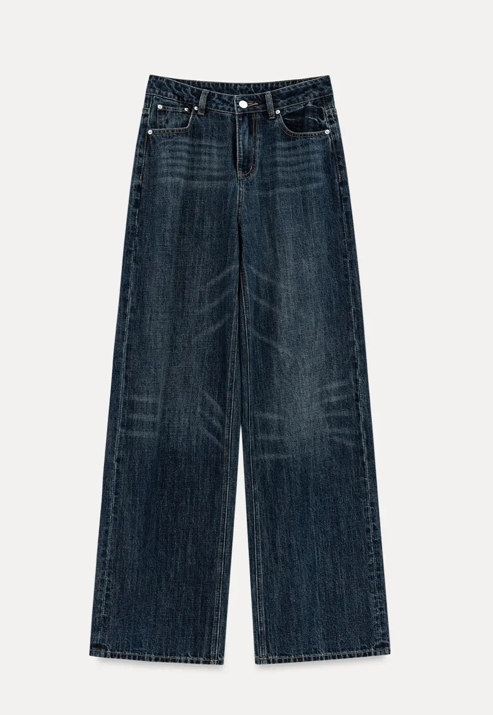 Wide Leg High Waist Straight Cut Jeans