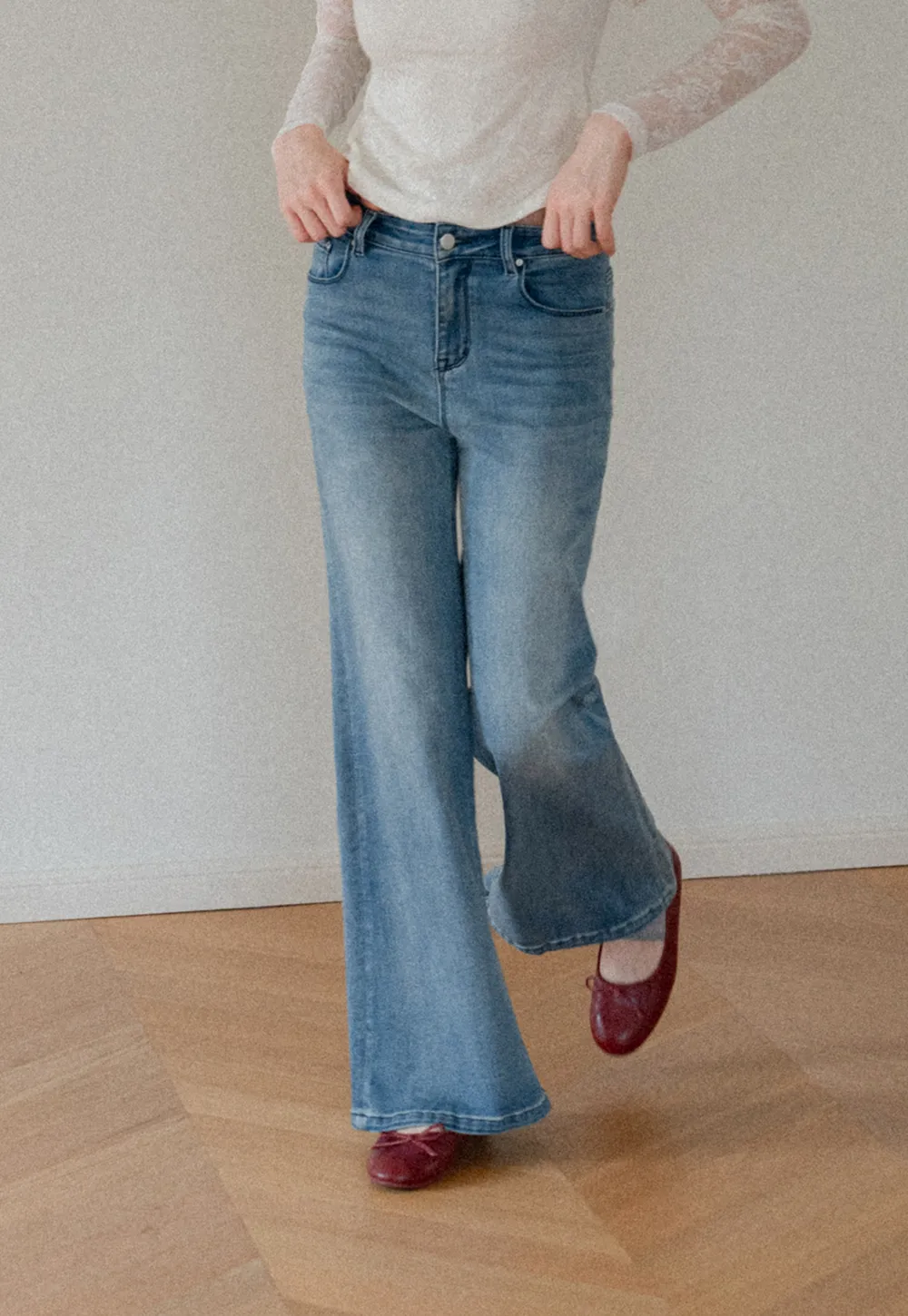 Flared Wide Leg Denim Jeans