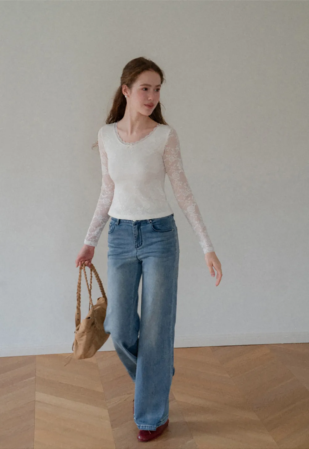 Flared Wide Leg Denim Jeans