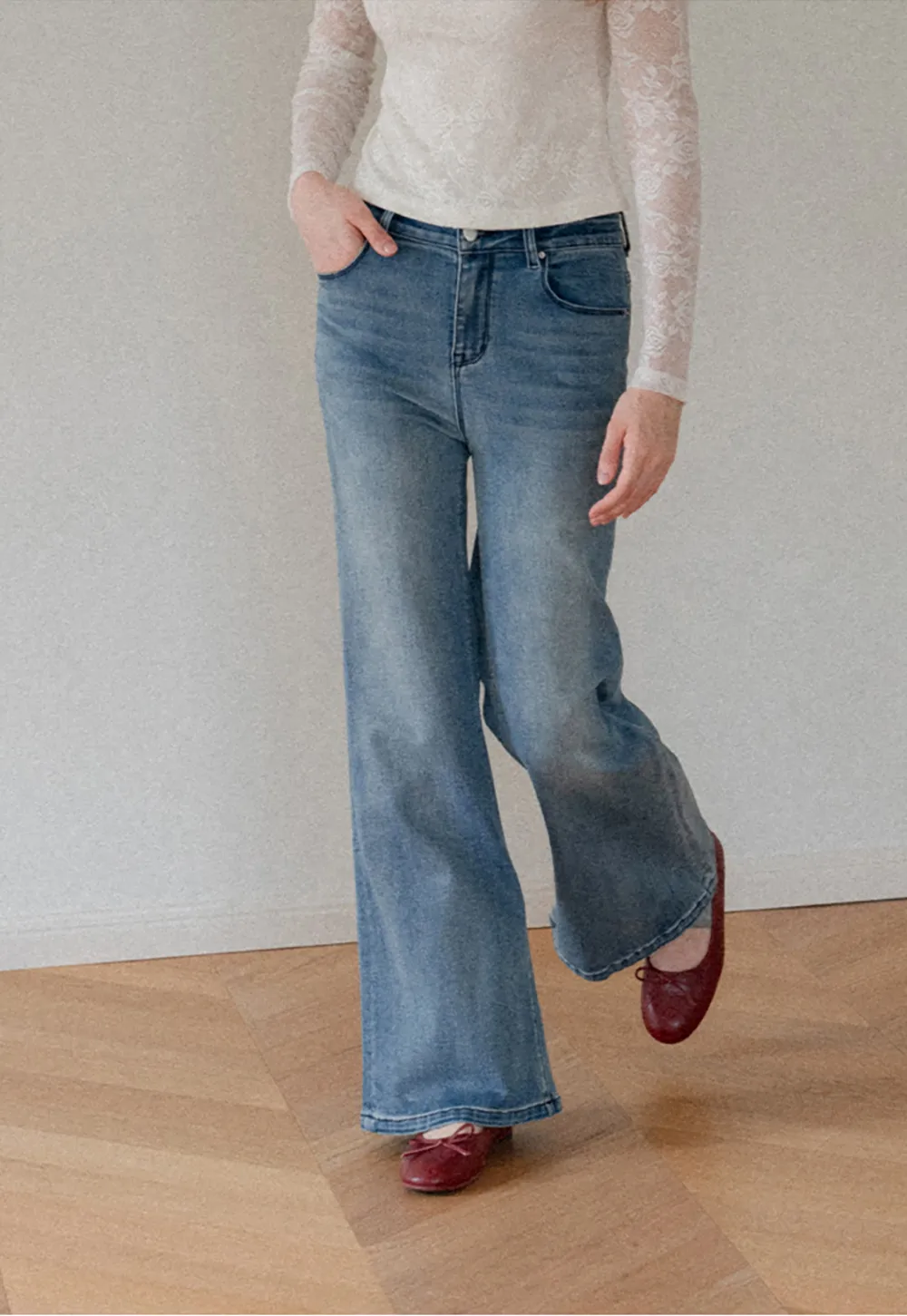 Flared Wide Leg Denim Jeans
