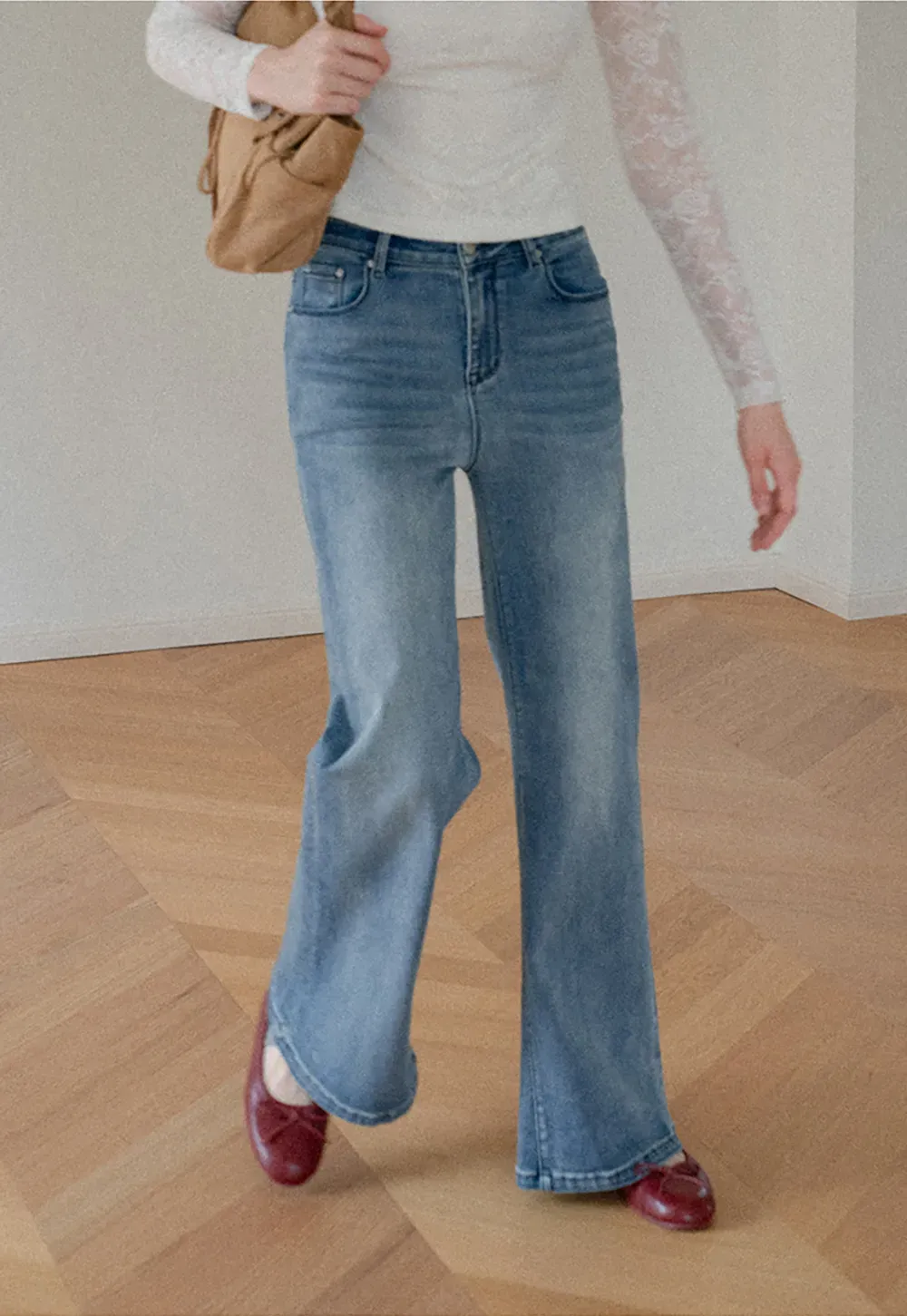 Flared Wide Leg Denim Jeans