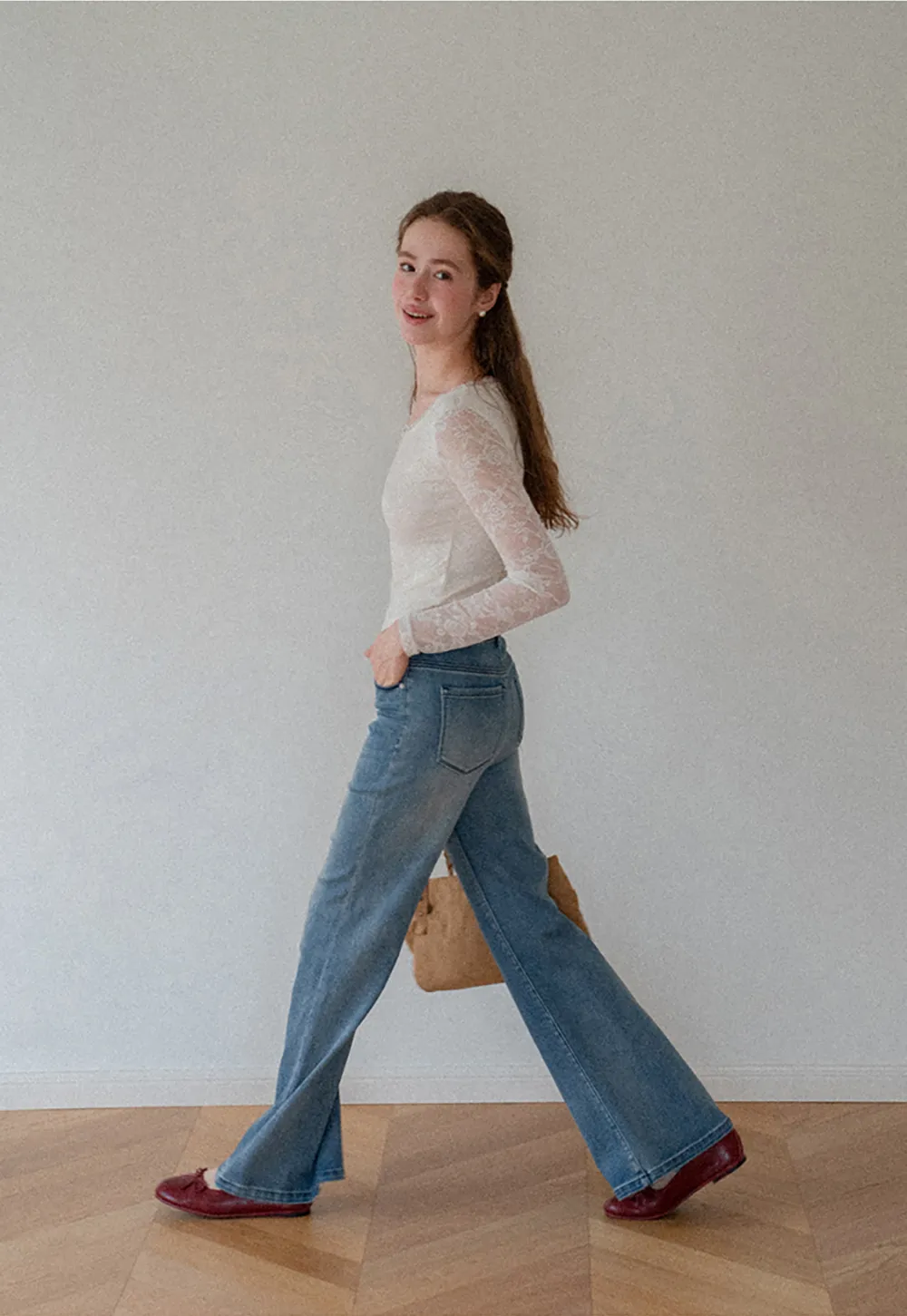 Flared Wide Leg Denim Jeans