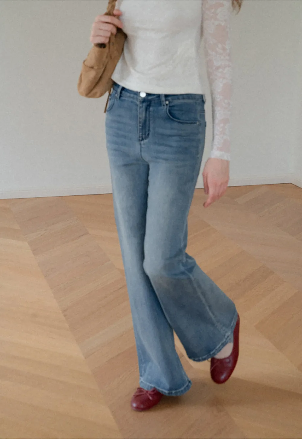 Flared Wide Leg Denim Jeans