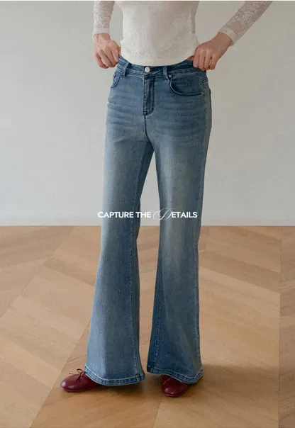 Flared Wide Leg Denim Jeans