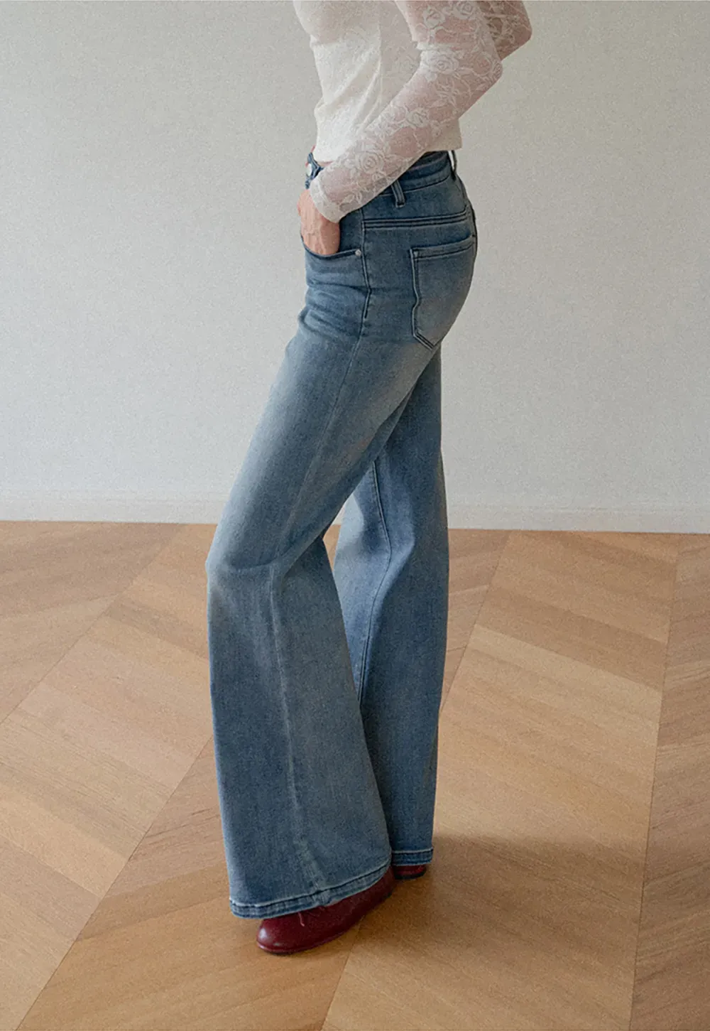 Flared Wide Leg Denim Jeans