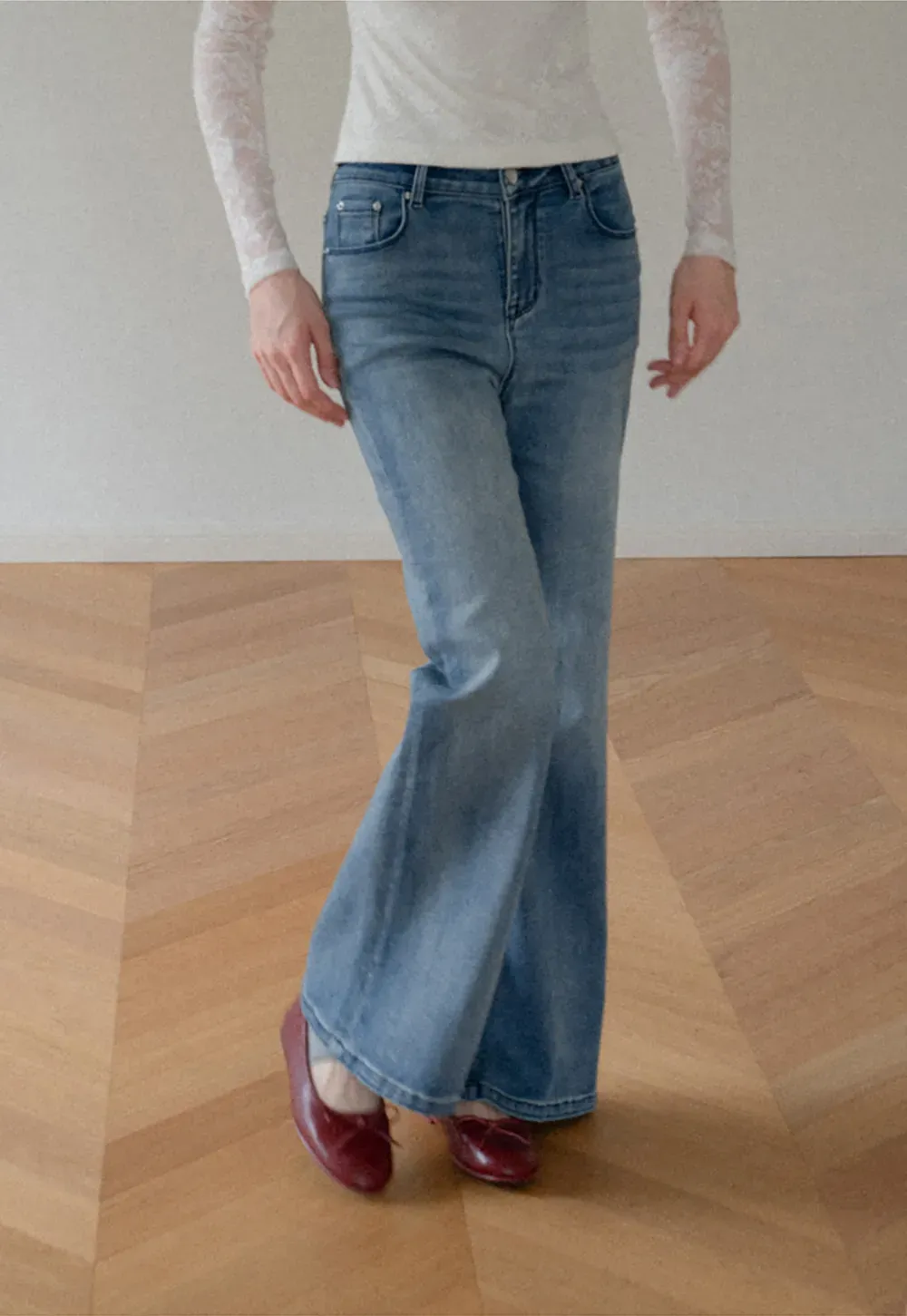 Flared Wide Leg Denim Jeans