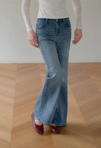 Flared Wide Leg Denim Jeans