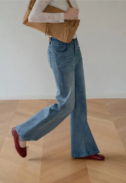 Flared Wide Leg Denim Jeans