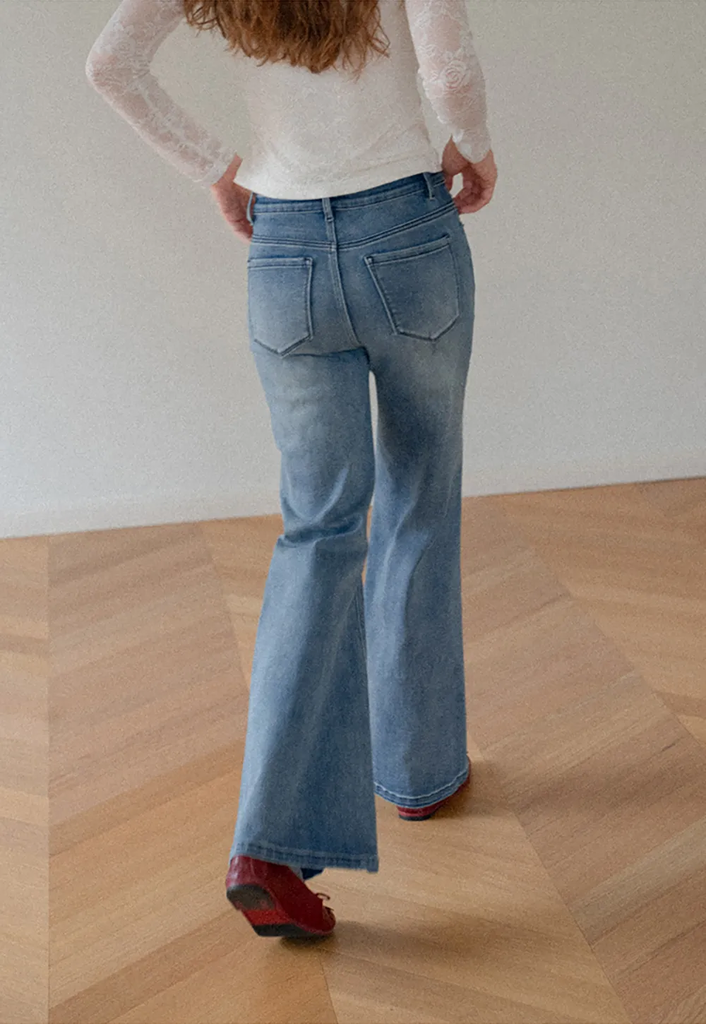 Flared Wide Leg Denim Jeans