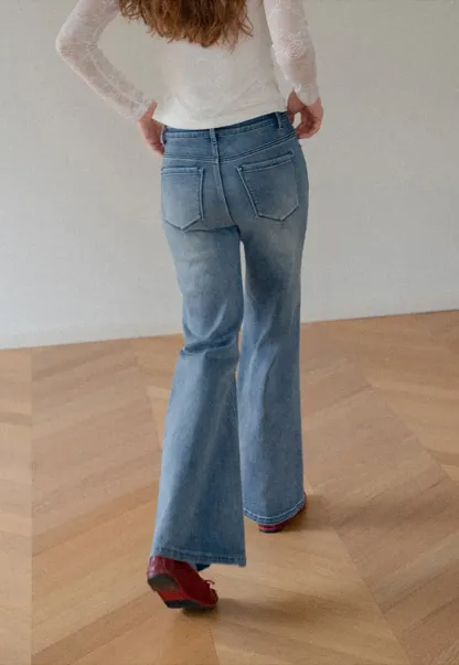Flared Wide Leg Denim Jeans