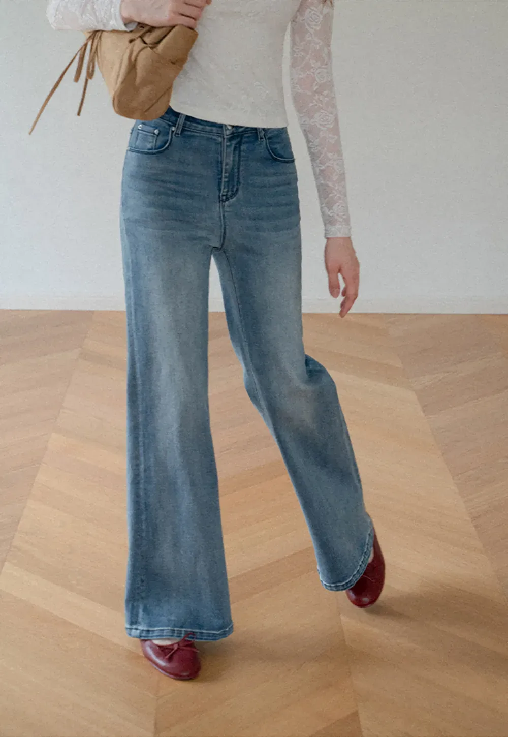 Flared Wide Leg Denim Jeans