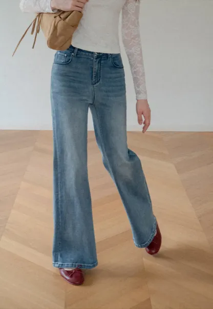 Flared Wide Leg Denim Jeans