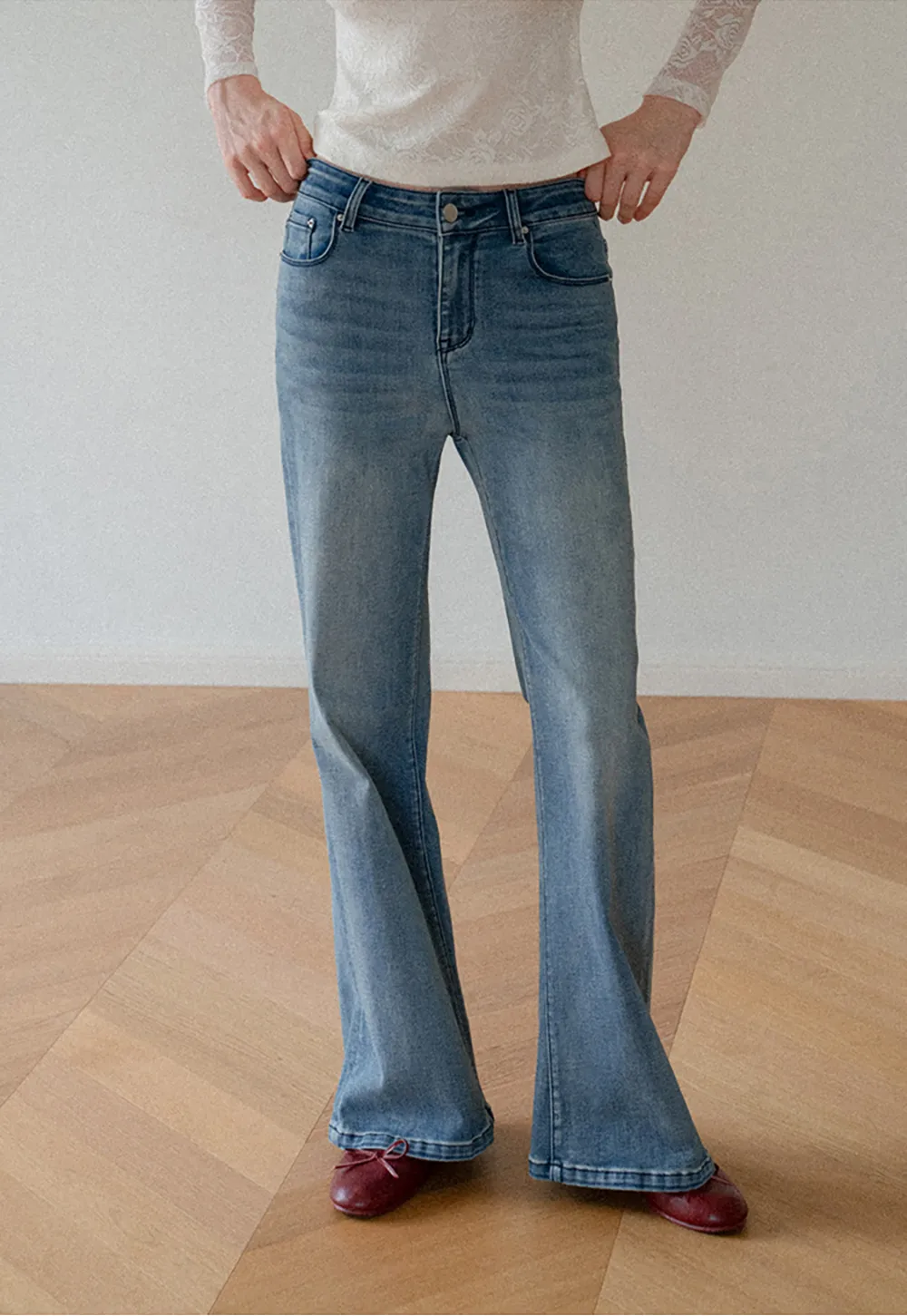 Flared Wide Leg Denim Jeans