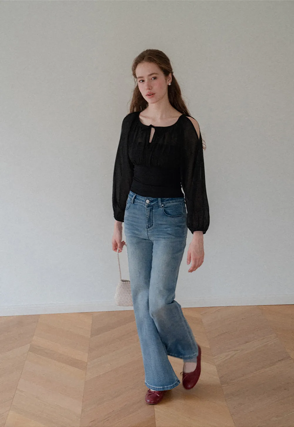 Flared Wide Leg Denim Jeans