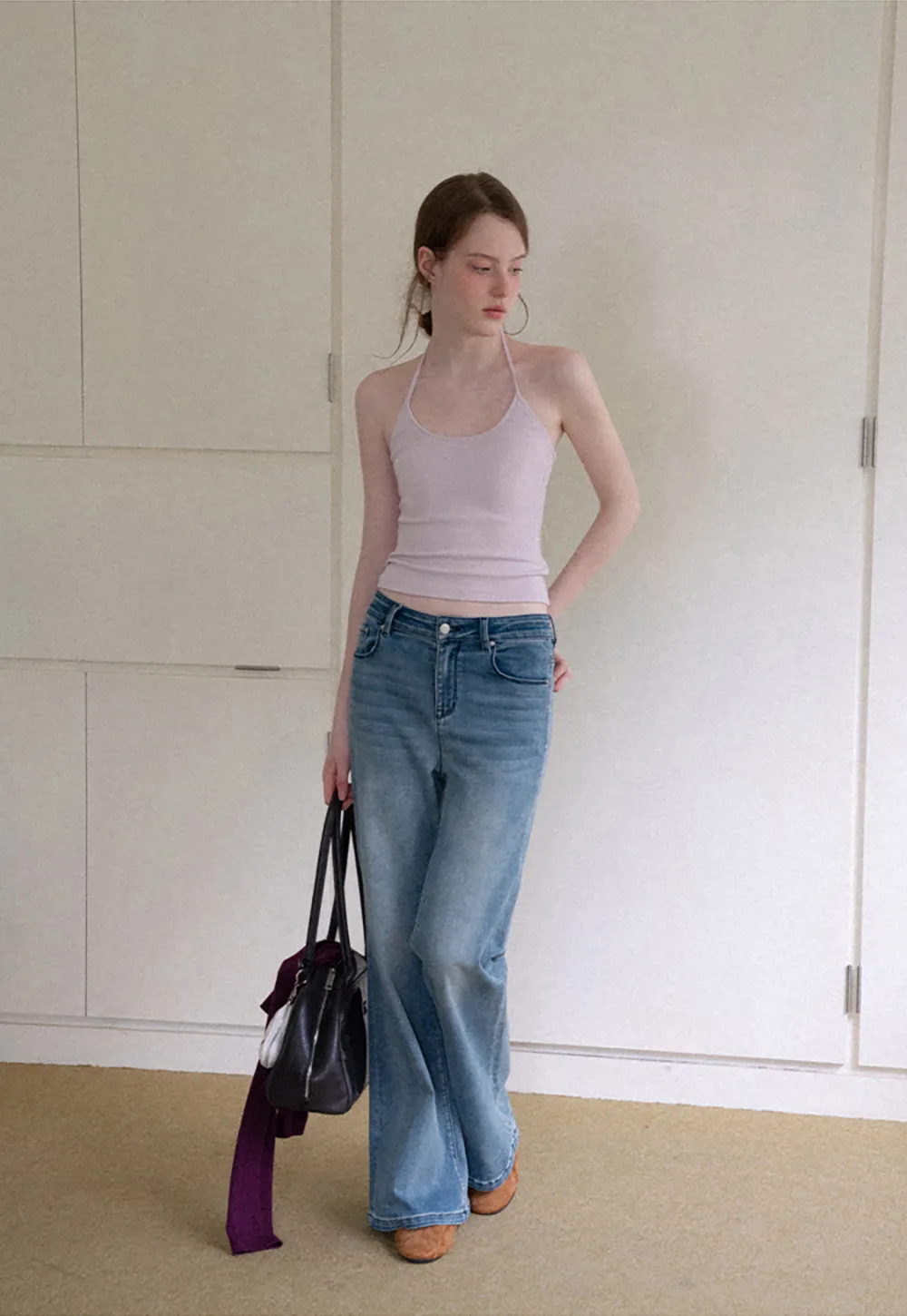 Flared Wide Leg Denim Jeans