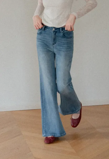Flared Wide Leg Denim Jeans
