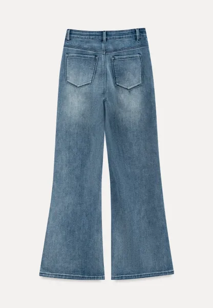 Flared Wide Leg Denim Jeans